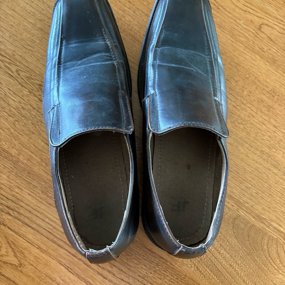 JF J. Ferrar Men's Dress Casual Shoes Brown Slip On Size 10 Loafer Faux Leather - Picture 3 of 8